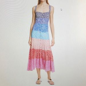 Saloni Karen Stripe Silk Dress